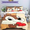 3pcs Chip & Dale Cartoon Squirrel Holding Heart Shaped Pattern Bedding Set, 1* Cover + 2*Pillowcases, Printed Bedding Set, Soft and Comfortable,