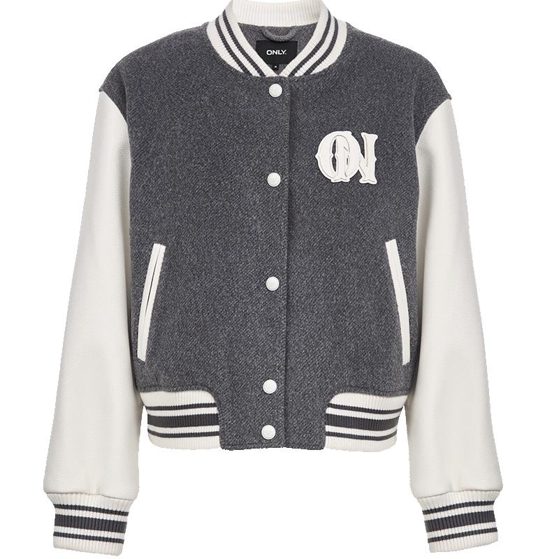 

ONLY Women s Contrast Ribbed Baseball Padded Jacket XS