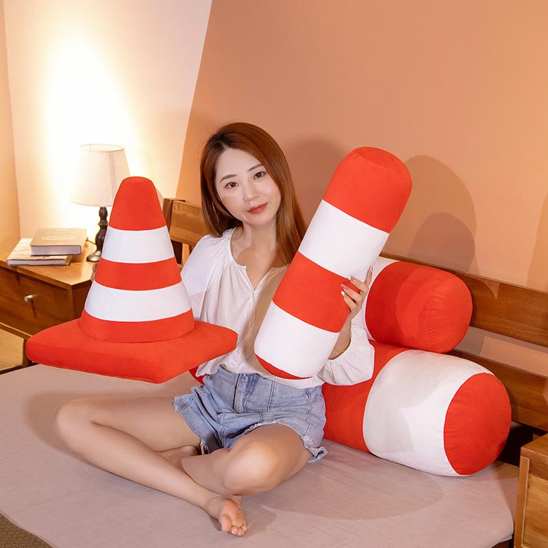 Creative Traffic Safety Roadblock Throw Pillow Plush Toy Mobile Guardrail Rod Doll Kindergarten School Teaching Props