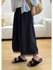 Spring-Summer Polka Dot Wide-Leg Maternity Pants, Drawstring Waist, Casual Linen Design