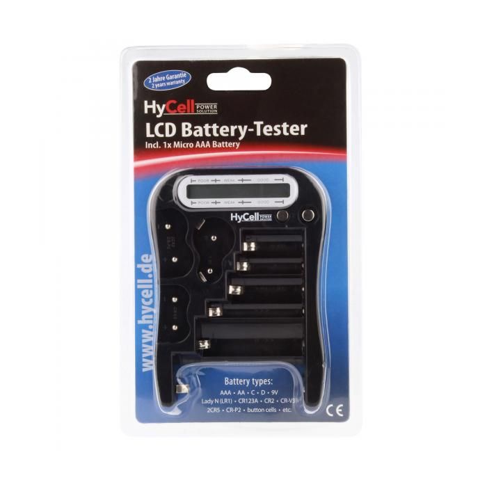 Testeur de piles - hycell - 1900-0037 - lcd - plage de mesure 1,5v à 9v - compact et pratique