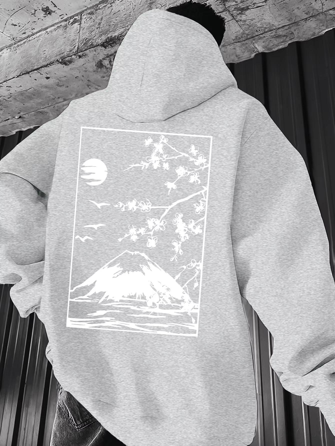 

Sakura Graphic Printed Hoodie Men s Autumn and Winter Casual Fashion Long-sleeved Sweatshirt Daily Street Clothing 3XL