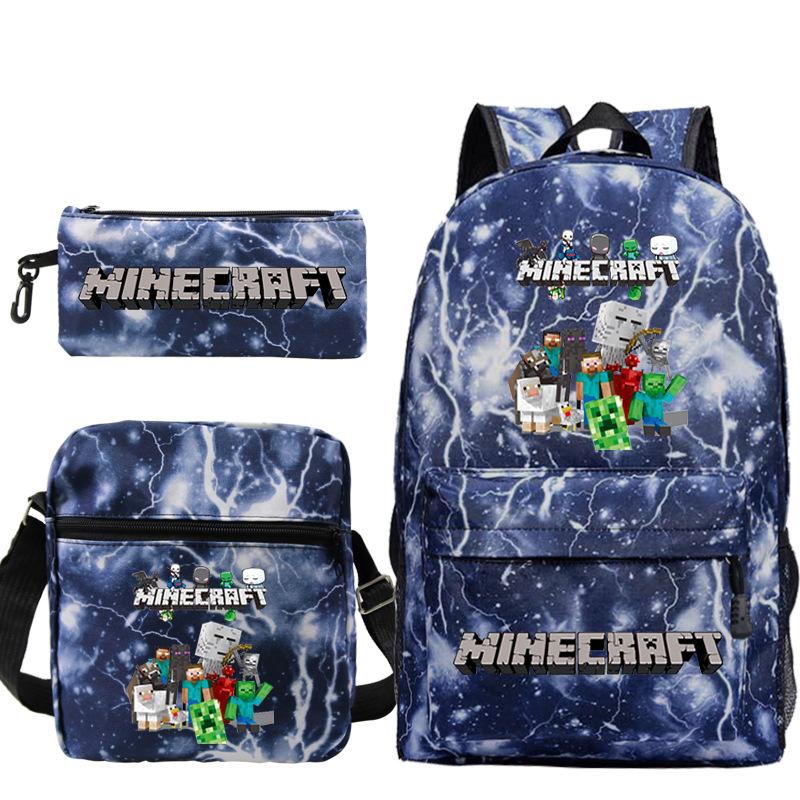 Minecraft Primary And Secondary School School Bag Children'S Backpack Backpack Shoulder Bag Pencil Case Three-Piece Set