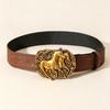 Trendy new double horse retro button head belt jeans dress accessories fashion versatile personality belt