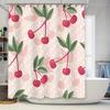 Pink Cherry Shower Curtain 3D Printed Bathroom Decor Water Repellent Fabric Perfect for Home Bathrooms