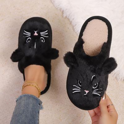 Ladies' Thick-soled Indoor and Outdoor Slippers for Autumn and Winter, Warm Plush Shoes, Cotton Slippers for Women