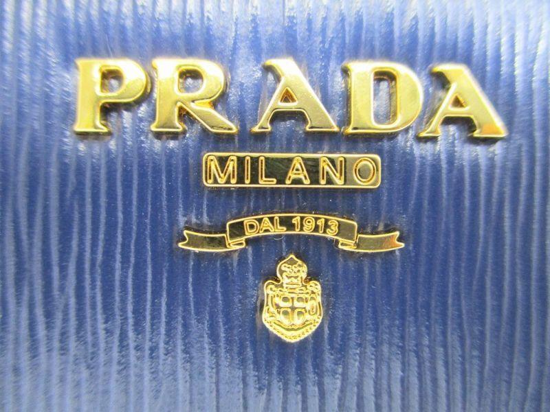 Authentic PRADA Saffiano Blue Leather Bifold Wallet Compact Wallet #8777  Open Box
