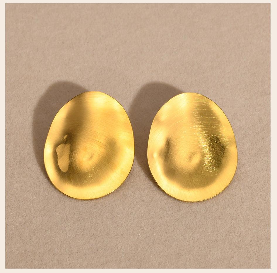 Matt Large Stainless Steel Stud Earring for Women, Pairs Chic Oval Irregular Ear Jewely