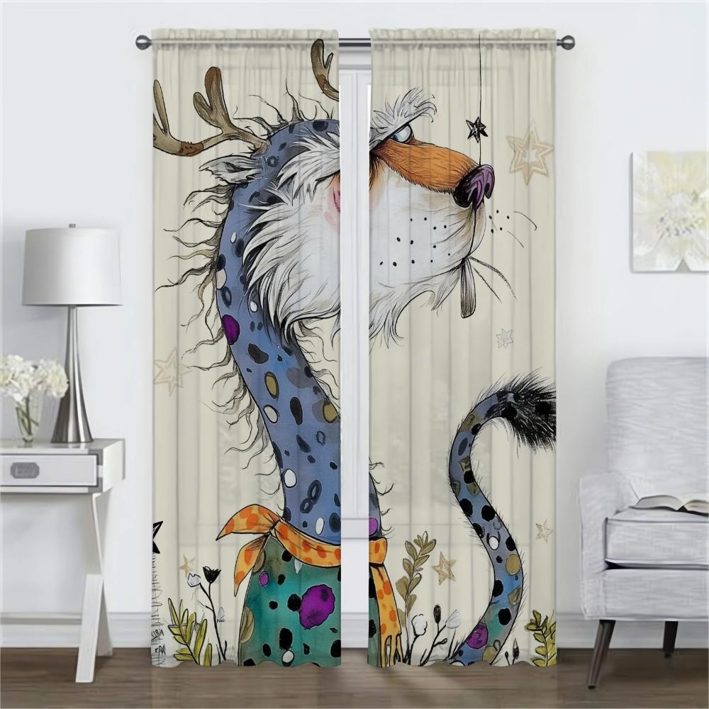 Tüll für Schlafzimmer Magische Magie Halloween Dekoration Elegante Raumvorhänge 2 Stück Verdunkelungsvorhang Heim-Innenvorhänge