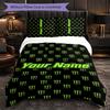Monster Energy Customized Name Text Bedding Set, 1 Duvet Cover & 2 Pillowcases Personalized Bedroom Gift