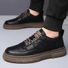 Men's Leather Shoes Casual Luxury Lace Up Oxfords Shoes Block Shoes  Fashion Breathable Classic Loafers Zapatos Hombre