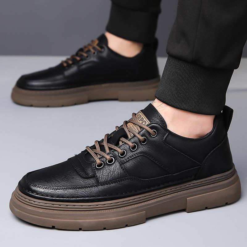 Men's Leather Shoes Casual Luxury Lace Up Oxfords Shoes Block Shoes  Fashion Breathable Classic Loafers Zapatos Hombre