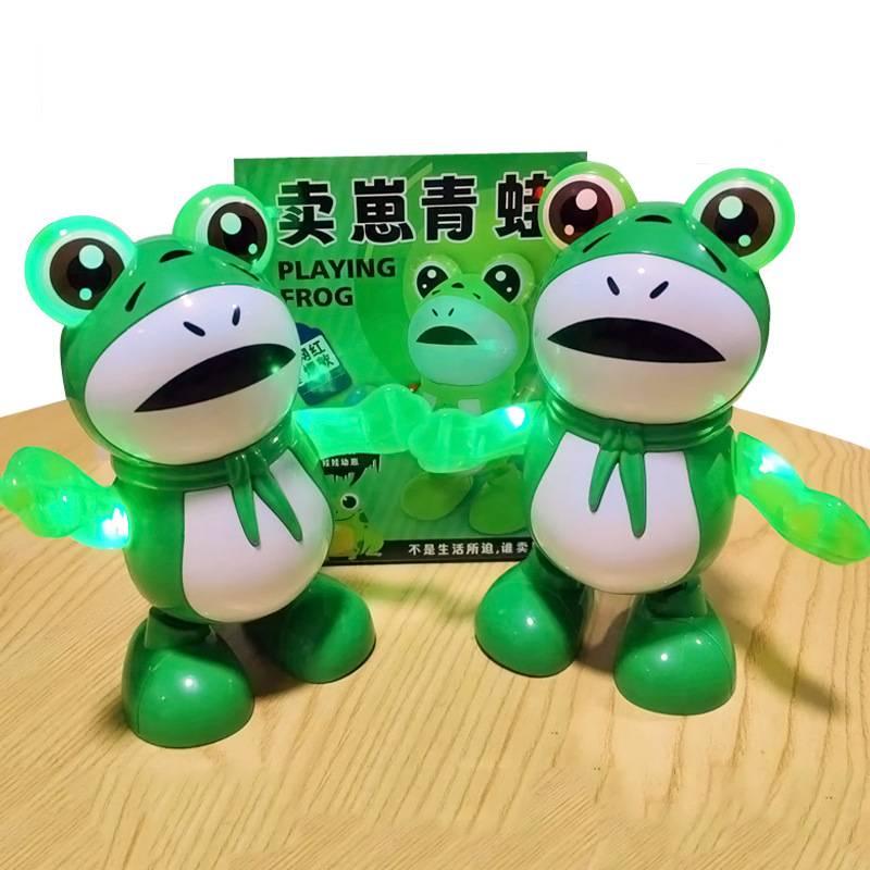 Popular Electric Dancing Frog Toy With Light And Sound Effects Wholesale For Street Vendors