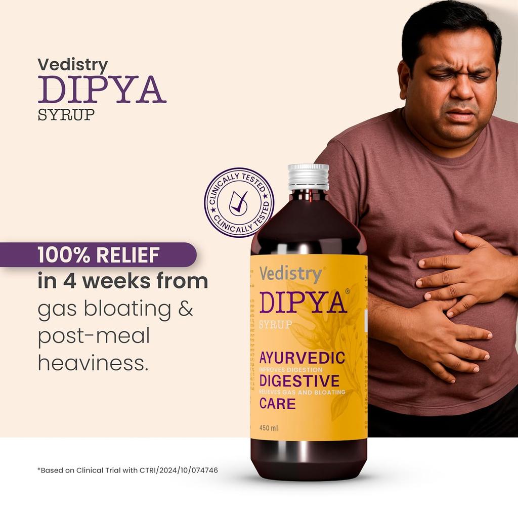 Dipya Ayurvedic Digestive Syrup 450 ml Pack of 1 for Gas Bloating Indigestion Post-Meal Heaviness Gut Support