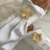2Pcs Irregular Baroque Pearls Flower Button for Women Men Metal Geometry Safe Hijab No Hole Pins Shirt Scarf Buckle Accessories