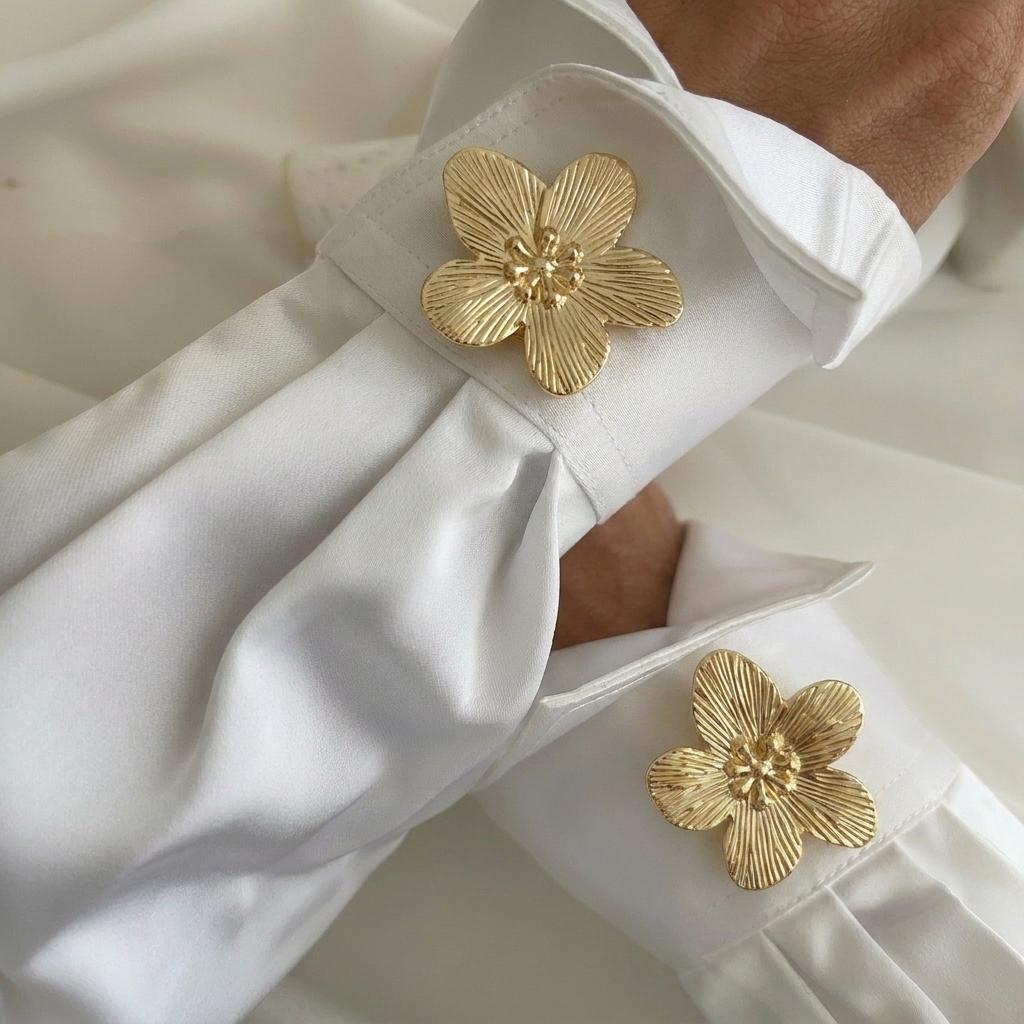 2Pcs Irregular Baroque Pearls Flower Button for Women Men Metal Geometry Safe Hijab No Hole Pins Shirt Scarf Buckle Accessories