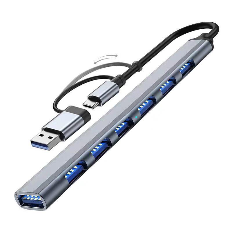 Ultra-Thin Aluminum 7-Port USB 3.0 Hub with Type-C Adapter