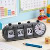 27cm Perpetual Desk Calendar With Clock Vintage Manual Calendar Digital Alarm Clock With Day Month Date Display For Home