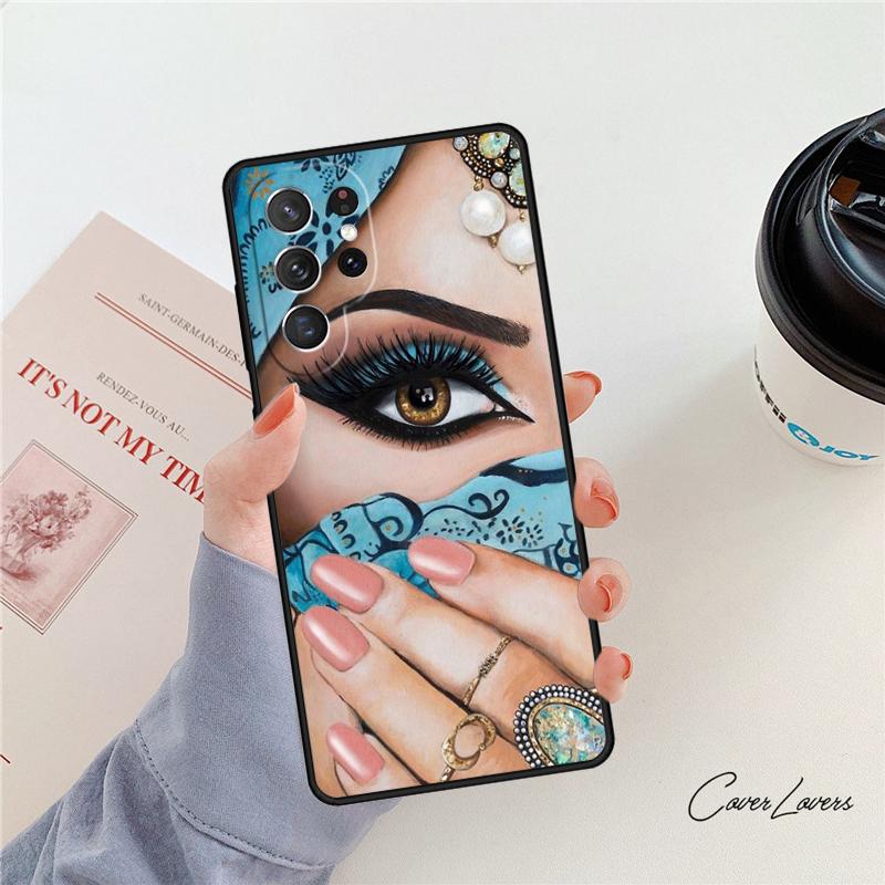 Muslim Islamic Girls Arabic Hijab Phone Case For Samsung Galaxy S24 S25 S23 S22 Ultra Note 10 20 Plus S20 S21 FE Cover