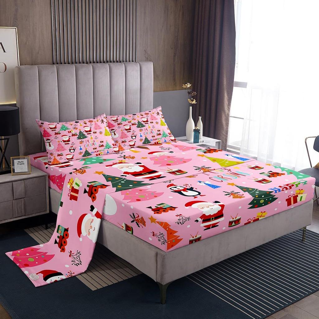 Weihnachtsmotiv Matratze Vier-teiliges Bettwäscheset Schlafzimmer Wohnheim Bettwäsche Dekoration