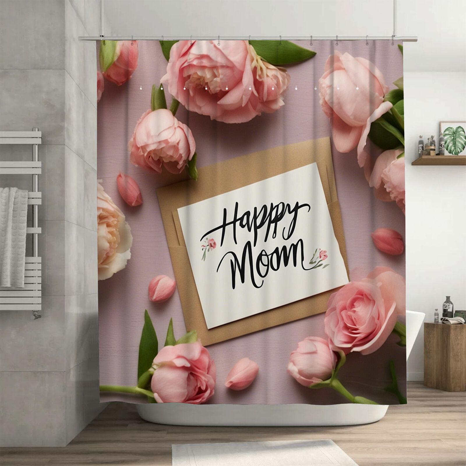 

Элегантный дизайн Счастливая мама с розовыми розами и конвертом Водонепроницаемая шторка для душа для декора современной ванной комнаты 90X180cm(35x70in)