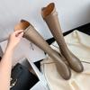 Grape Mom Studiolee Black Boots Female Internet celebrity After Zipper Thick Bottom Tall Skinny Motorcycle Rider Boots