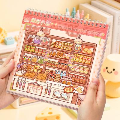Creative Cartoon 3D Landscape Sticker Book PET DIY Cabin Scene Sticker Miniature House Sticker Cabin Scene Stationery Stickers