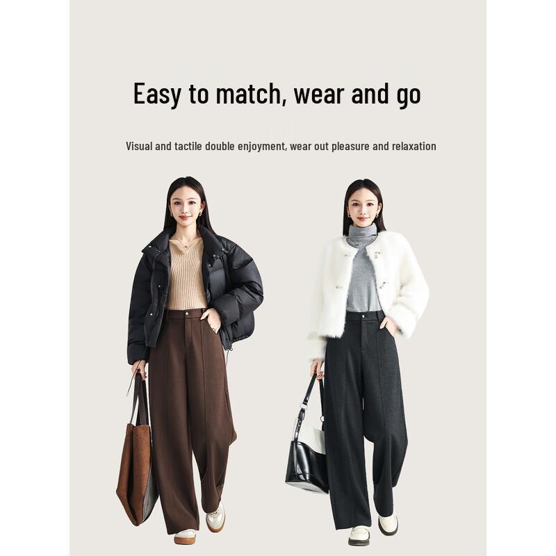 Mengshuya Winter High-Waist Relaxed Fit Pants for Pear Shapes