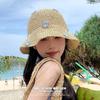 Lace Straw Sun Hat Children's Large Brim Summer Breathable Straw Hat Seaside Full Face Shading Sun Protection Hat Tide