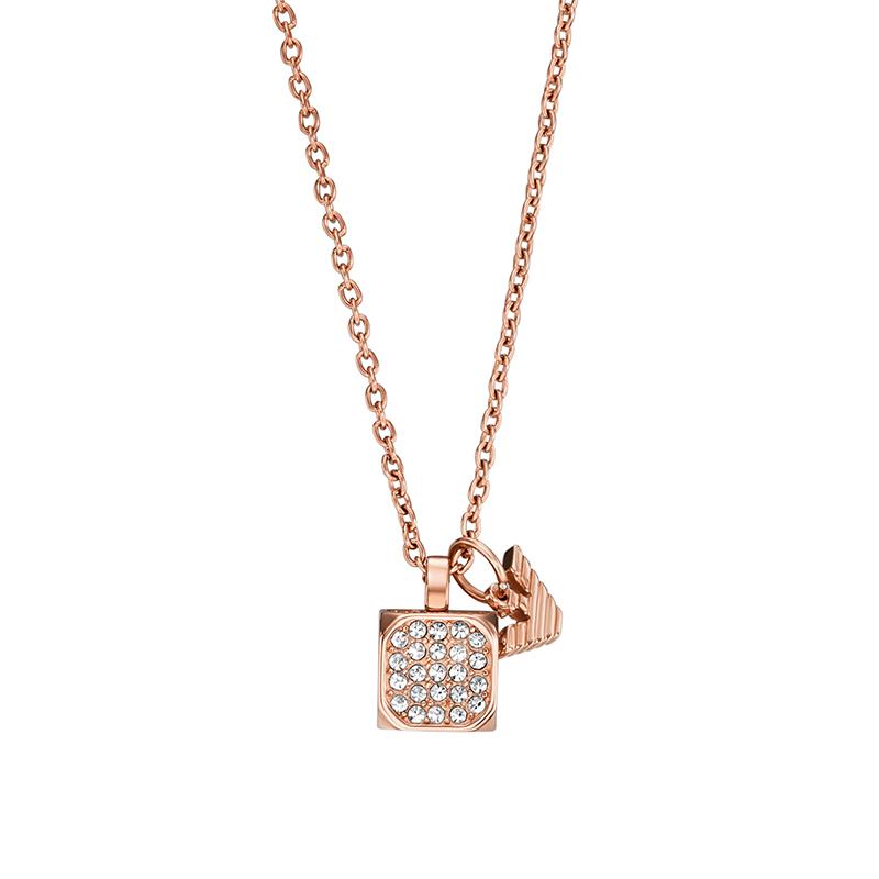 

Emporio Armani Fashion Crystal Cube Necklace Women necklace Rose-Gold EGS3084221 Basic Packaging