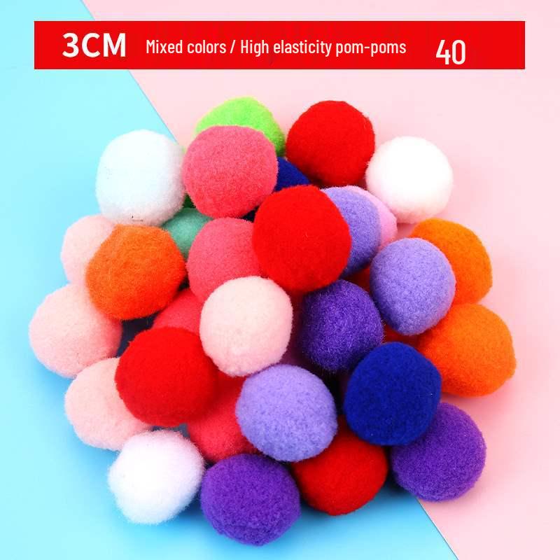 Mixed Color Fluffy Pom Poms: High Elasticity Handmade Plush Balls for DIY Decorative Accessories