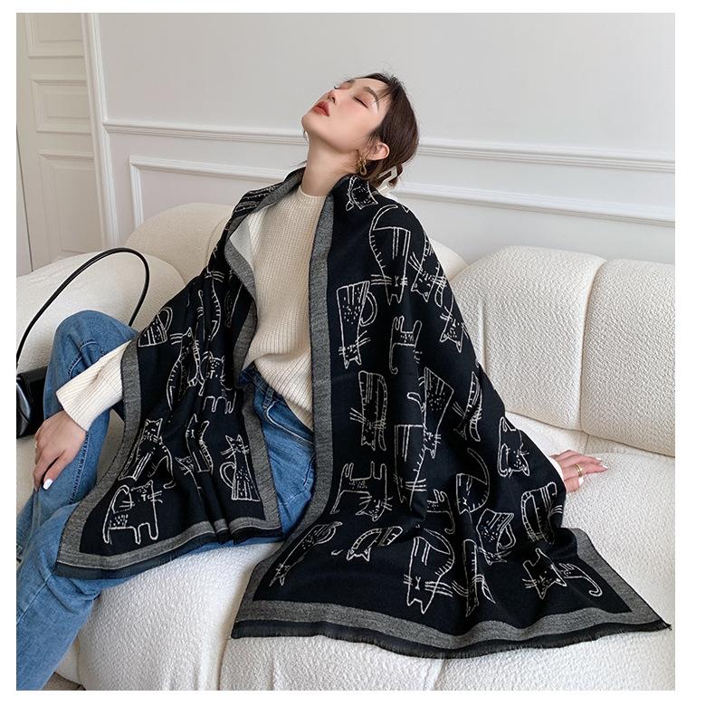 Herbst Winter Neue Schal Weibliche Imitation Kaschmir Gedruckt Langen Schal Schal Herbst Stil Warme Schal Außerhalb