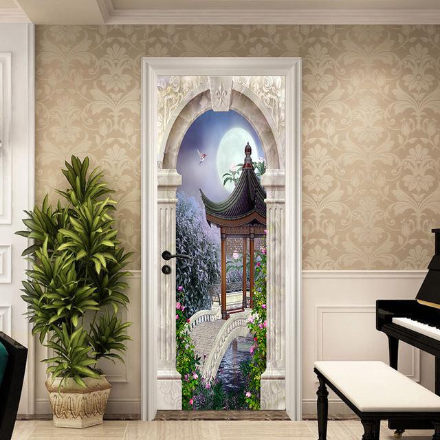 Spray Pattern DIY Door Wall Stickers Home Decor Living Room Children Room Porch Removable Waterproof Self-adhesive Wall Paster