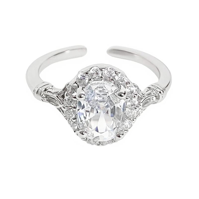 Bouquet Diamond Ring Light Luxury Pigeon Egg Zir*****Pen Ring Femininity Row Diamond Stack Wearing Bamboo High Sense Ring