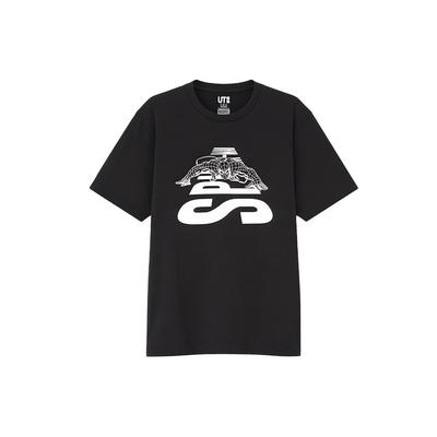 Uniqlo × Marvel Series Cartoon Print Crew Neck Short Sleeve T-Shirt Unisex Tops Black 438029-09