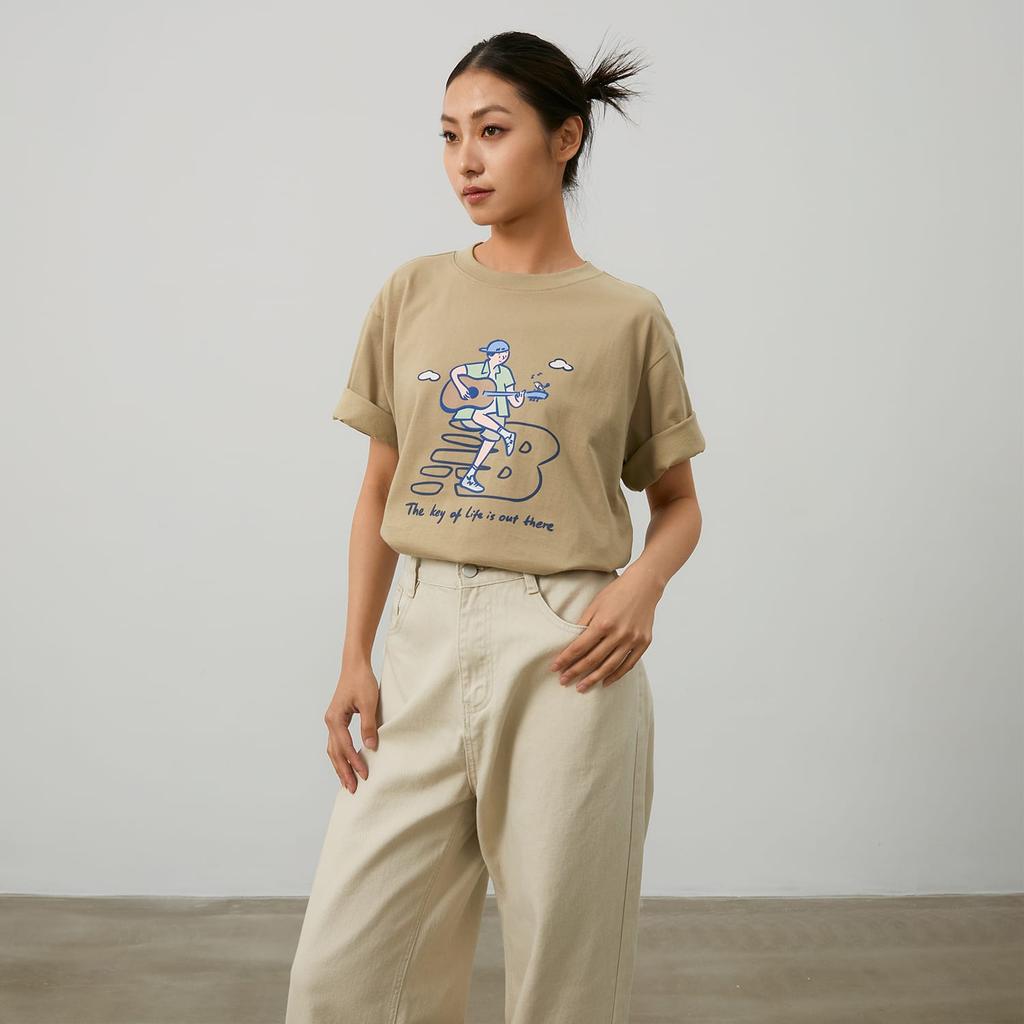 New Balance x PK SHEJISHILIANMINGKUAN Attraction Lifestyle Illustration Collection T Shirt Unisex Khaki NEE26021-LB