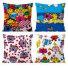 Mr. Men and L-Little Miss Pillow Case Anti-dustmite Pillowcase Invisible zipper silky short plush Sofa cushion cover