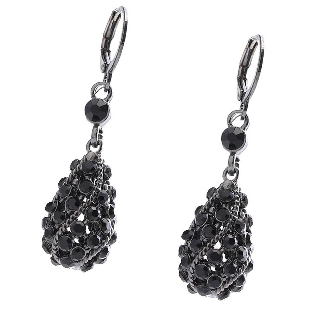 Hohle Tropfenohrringe mit Vollkristallbesatz Elegante Designs Tragbarer Zinklegierungsschmuck für Damen