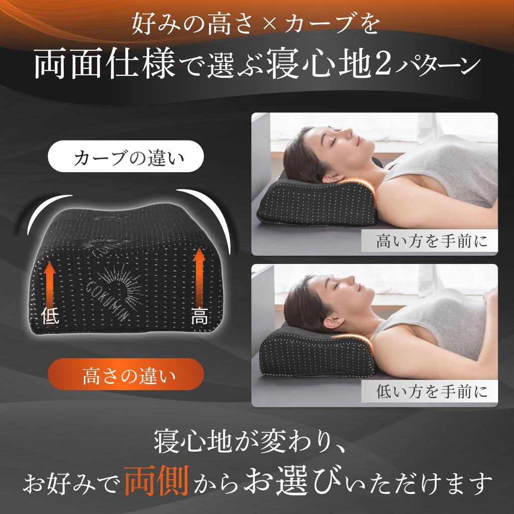 GOKUMIN Gel Pillow [Chiropractor-Supervised Gel Pillow] High-Resilience, Neck Pain-Reducing, Adjustable Height (High or Low), Washable, Suitable for