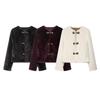 Womens Fall Double-Sided Jacket With Knot Button Street Style Solid Color Outerwear