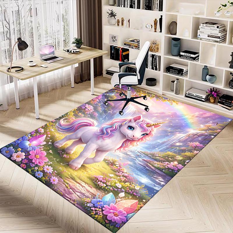 1PC Unicorn Fantasy Non-Slip Floor Carpet Compatible for Office&Living Room&Bedroom&Dining room - Flat - Weave Machine-S0363
