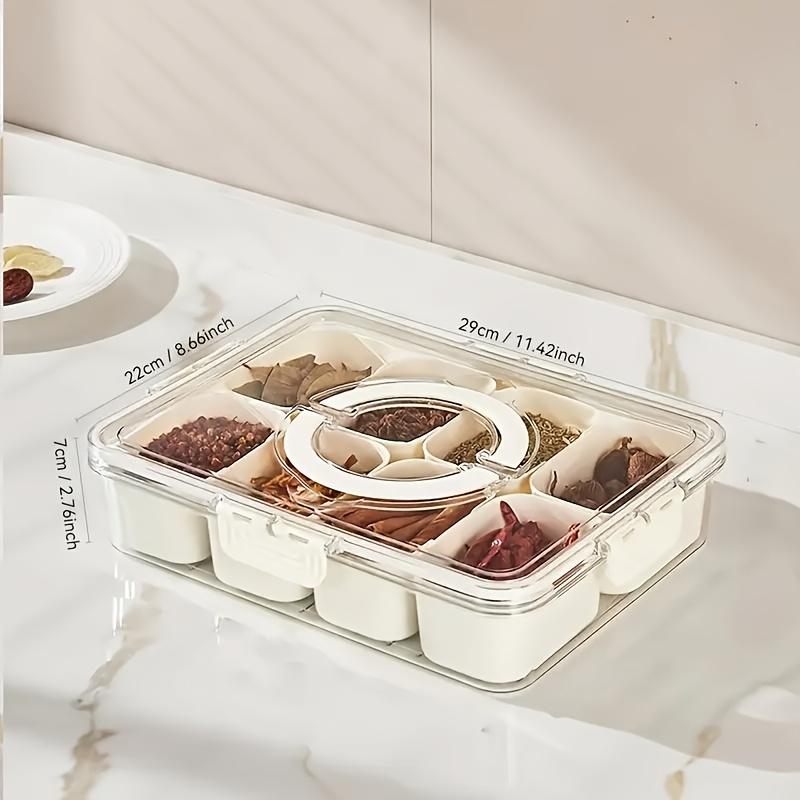 Snack Boxes with Handles for Food Serving Tray Snack Plate with Lid Fruits and Vegetables Container with 8 Small Removable Boxes