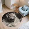Black and White Tiger,Round Area Rug,Carpet Rug for Living Room Bedroom Sofa Playroom Decor,Non-slip Floor Mat