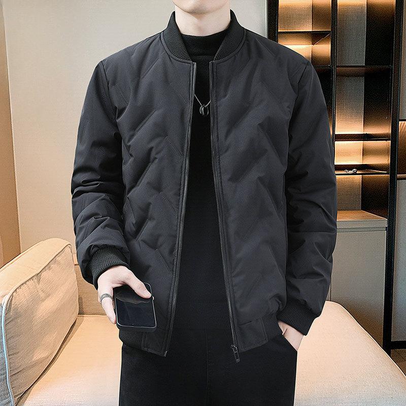 Luxury Winter Quilted Puffer Jacket Men Parkas Warm Zipper Windproof Chillproof Coat Short Tops Cotton-padded Jacket Black Red