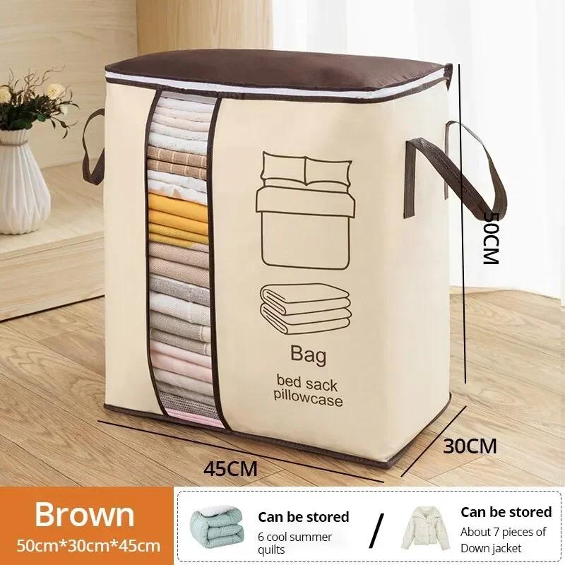 Non-Woven Foldable Storage Bag Transparent Visual Window Quilt Futon Organizer Household Bedding Home Storage Organization Bags