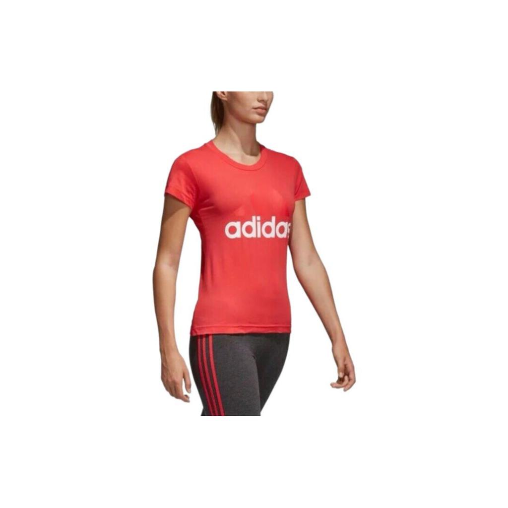 Adidas Classic Big Logo Print Short Sleeve T-Shirt Women Tops Natural-Coral-Pink CF8822