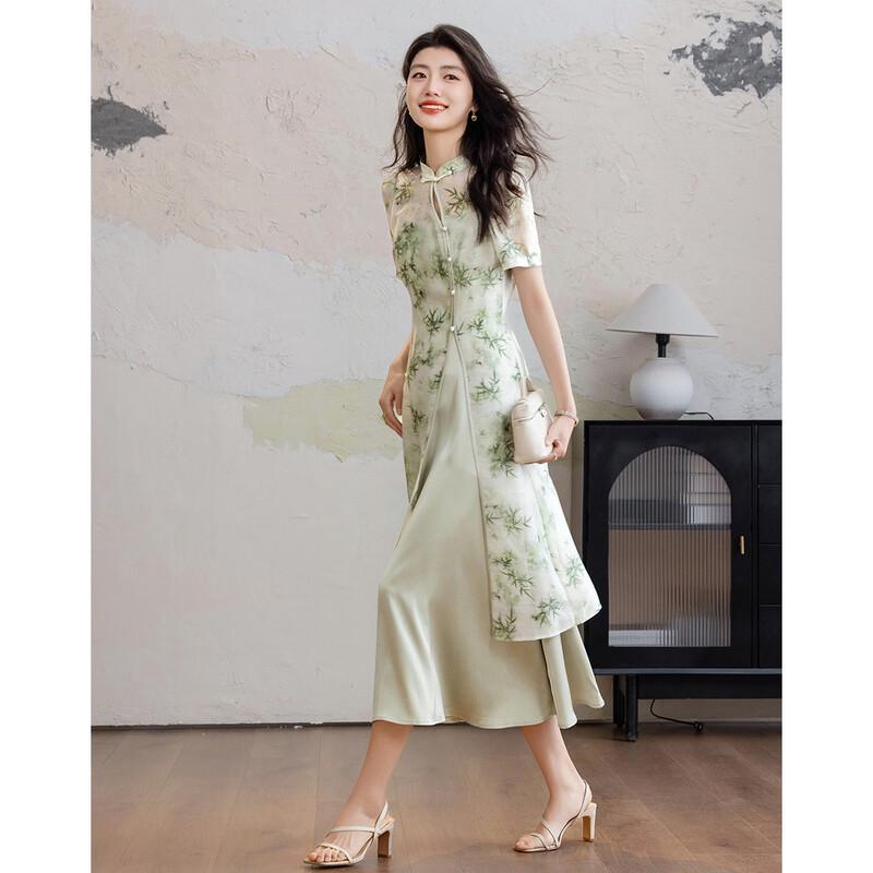 Demana Oriental Garden New Chinese Style Printed Two-Piece Dress Set