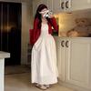 Korean Atmosphere Gentle White Suspender Dress Children Early Spring New First Love Temperament Long Skirt