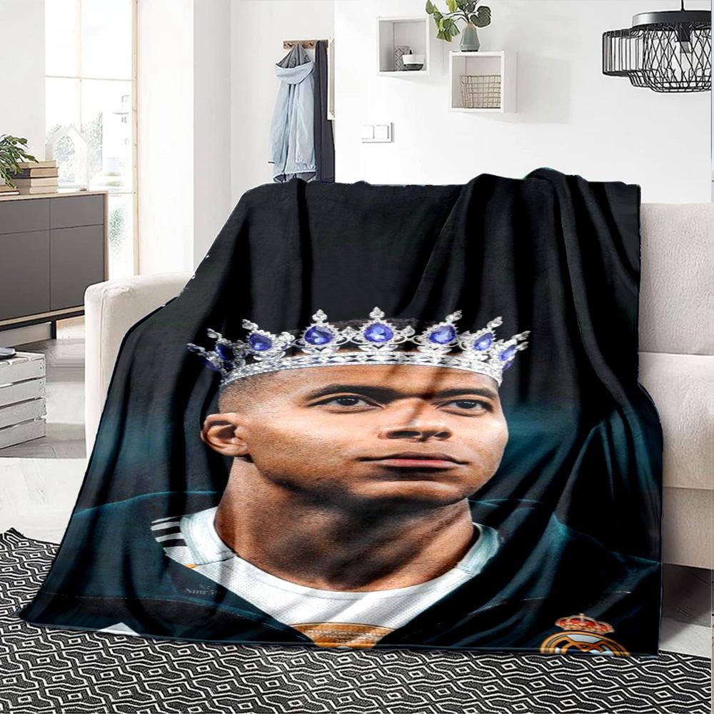 Star Player Kylian Mbappé Blanket Durable Comfort Perfect for Chair Picnics Office for All Occasions Playful Design