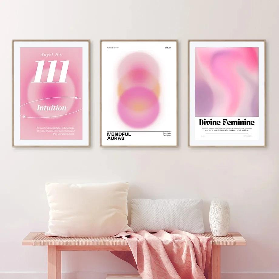 Pink Flower Letter Posters Canvas Painting Modern Love Heart Round Shape Pictures Prints Wall Art for Living Room Decor Unframed